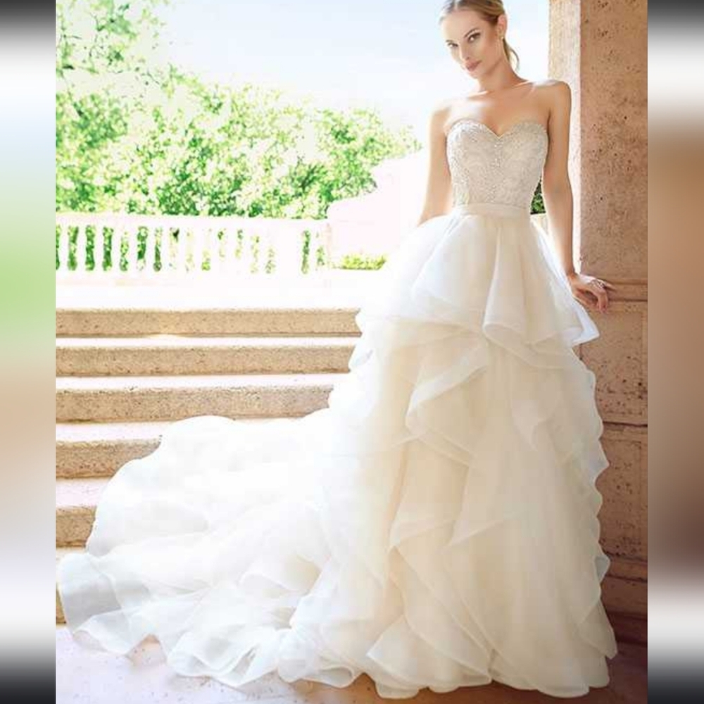 Moonlight S2015 Bridal Set In Gold Ivory  Champagne Wedding Gown Size 12